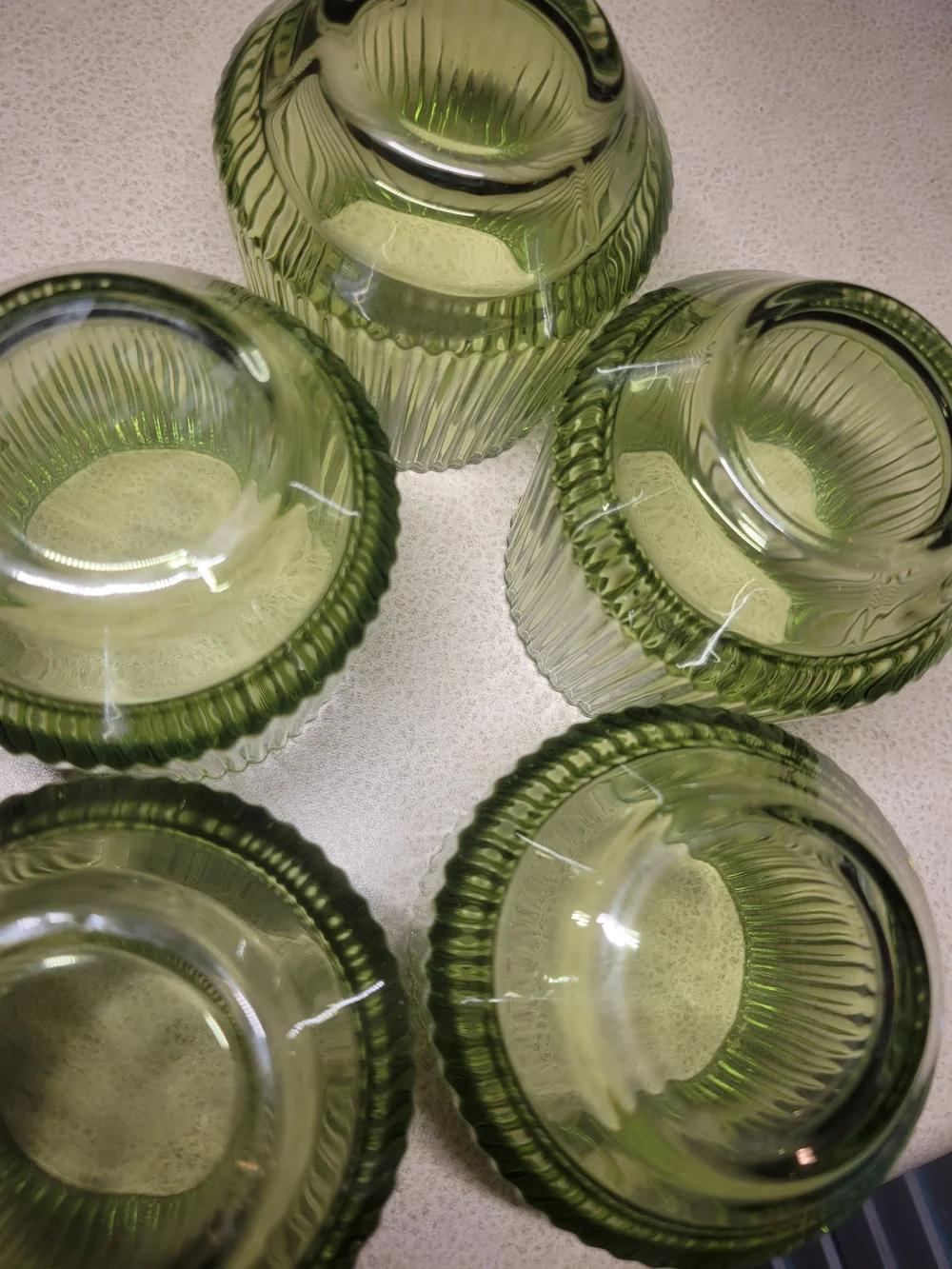 Green Ribbed Tealight Candle Holders - Wedding / Party Decor